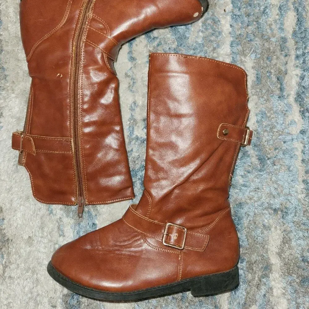 Mid-calf Rise Tan Boot for Girls || sz 3 || GUC